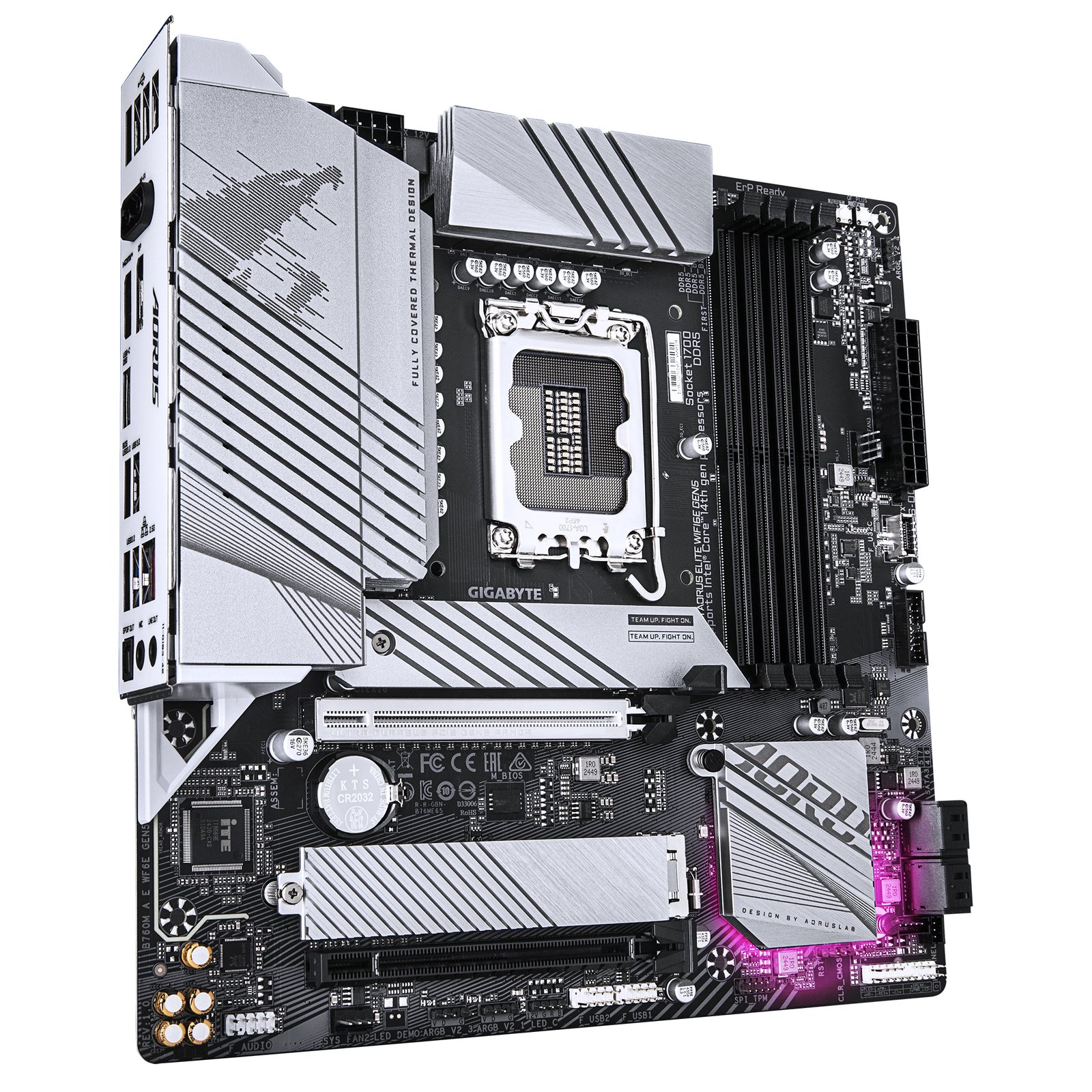 GIGABYTE B760M AORUS ELITE WIFI6E GEN5 Motherboard - Supports 14th Gen. Intel Core CPUs, 12+1+1 phases VRM, up to 5600MHz DDR5, 2xPCIe 4.0 M.2, Wi-Fi 6E, 2.5 GbE LAN, USB 3.2 Gen 2x2