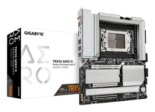 GIGABYTE TRX50 AERO D Motherboard - Supports AMD Ryzen Threadripper 9000 Series CPUs, 16+8+4 Phases Digital VRM, up to 7800MHz DDR5 (OC), 3xPCIe 5.0 + 1xPCIe 4.0 M.2, Wi-Fi 7, 10GbE LAN, USB4
