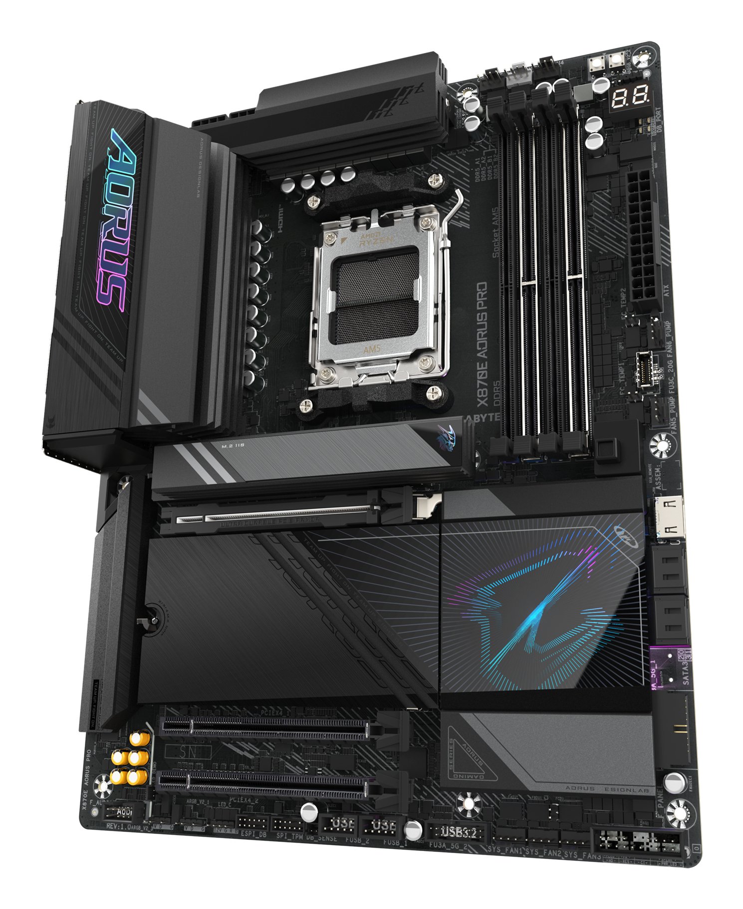 GIGABYTE X870E AORUS PRO Motherboard - Supports AMD Ryzen 9000 CPUs, 16+2+2 Phases Digital VRM, up to 8000MHz DDR5 (OC), 3xPCIe 5.0 + 1xPCIe 4.0,Wi-Fi 7, 2.5GbE LAN, USB 4