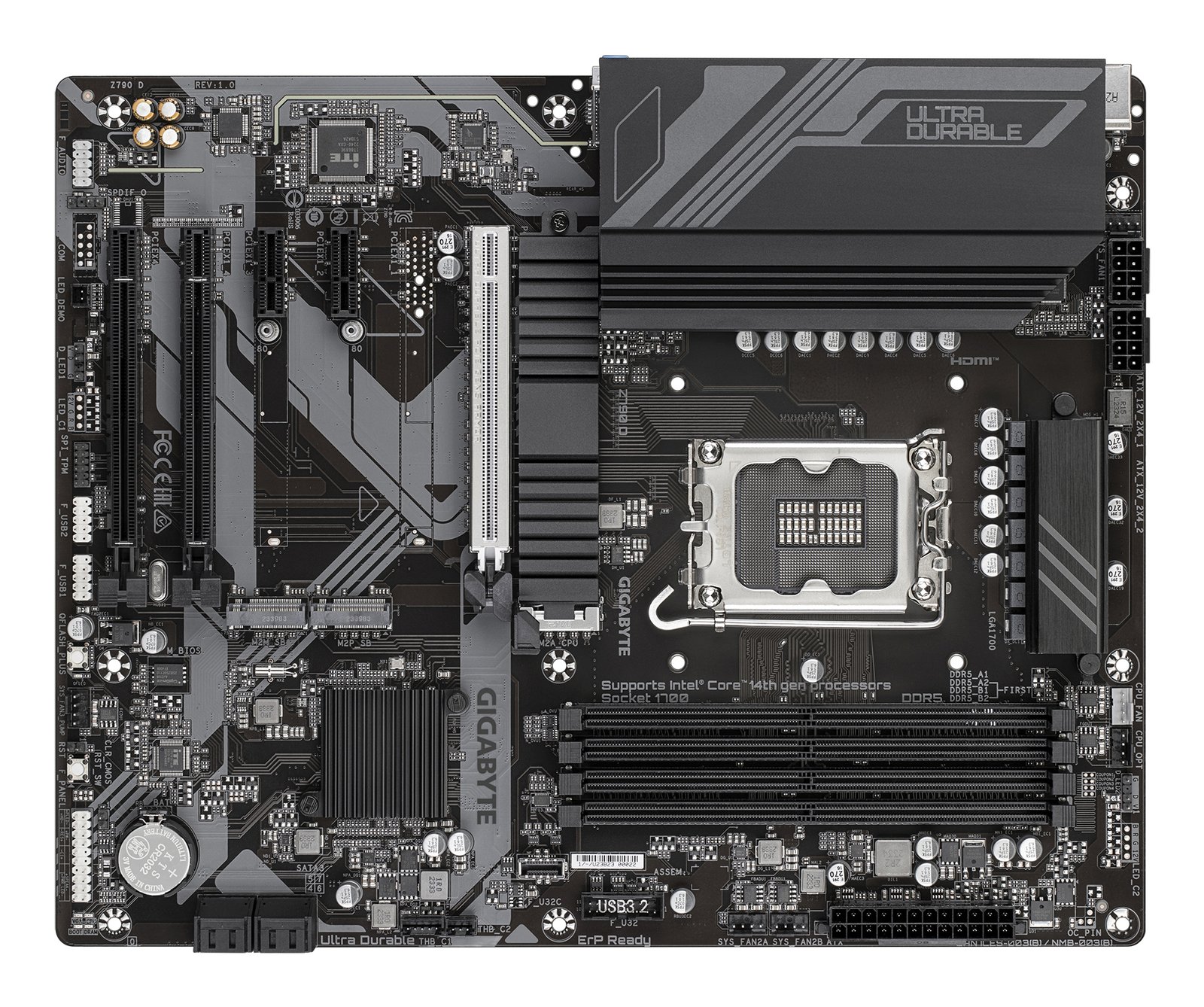 GIGABYTE Z790 D Motherboard - Supports Intel Core 14th Gen CPUs, 12+1+1 Phases Digital VRM, up to 7600MHz DDR5 (OC), 3xPCIe 4.0 M.2, 2.5GbE LAN, USB 3.2 Gen 2