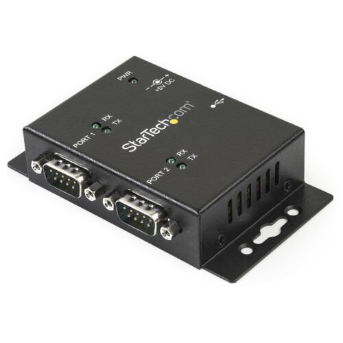 StarTech.com 2 Port Industrial Wall Mountable USB to Serial Adapter Hub with DIN Rail Clips - TAA