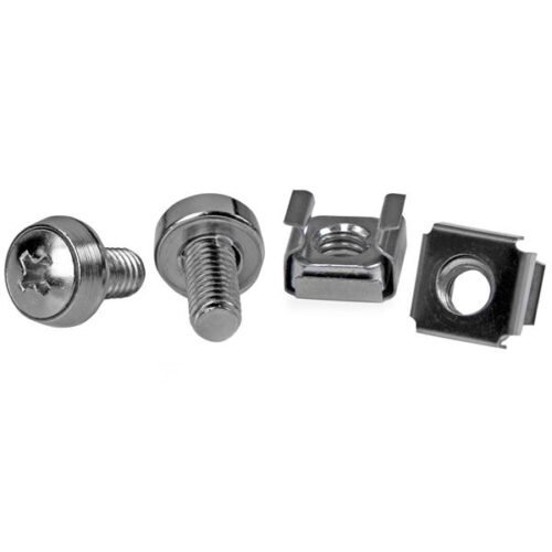 StarTech.com 50-Pack M6 12mm Screws, Square Hole Cage Nuts and Installation Tool, Hardware Mounting Kit for 19" or 10" Server Racks, Cabinets and Enclosures, Silver - TAA