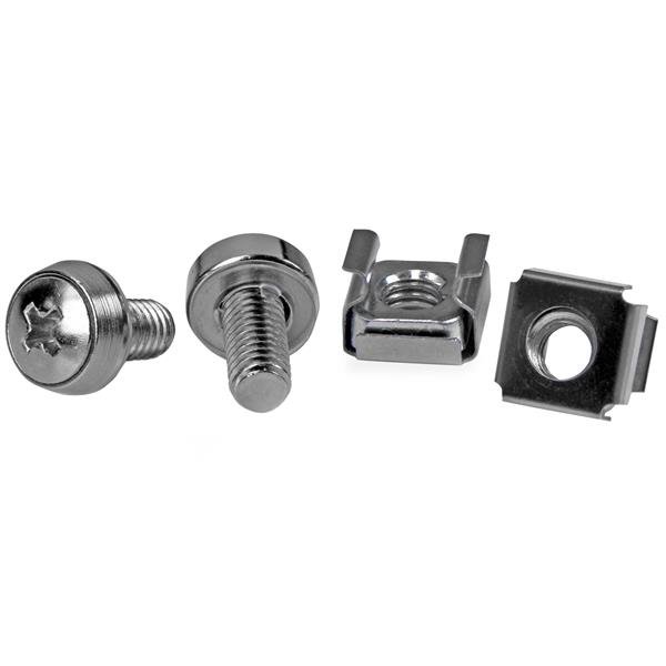 StarTech.com 50-Pack M6 12mm Screws, Square Hole Cage Nuts and Installation Tool, Hardware Mounting Kit for 19" or 10" Server Racks, Cabinets and Enclosures, Silver - TAA