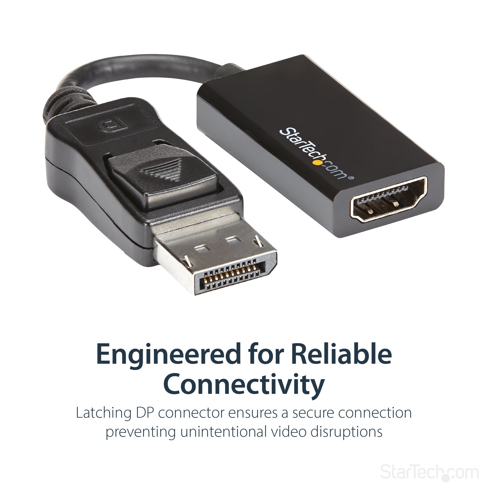 StarTech.com DisplayPort to HDMI Adapter - 4K 60Hz Active DP 1.4 to HDMI 2.0 Video Converter - DP to HDMI Monitor/TV/Display Cable Adapter Dongle - Latching DP Connector