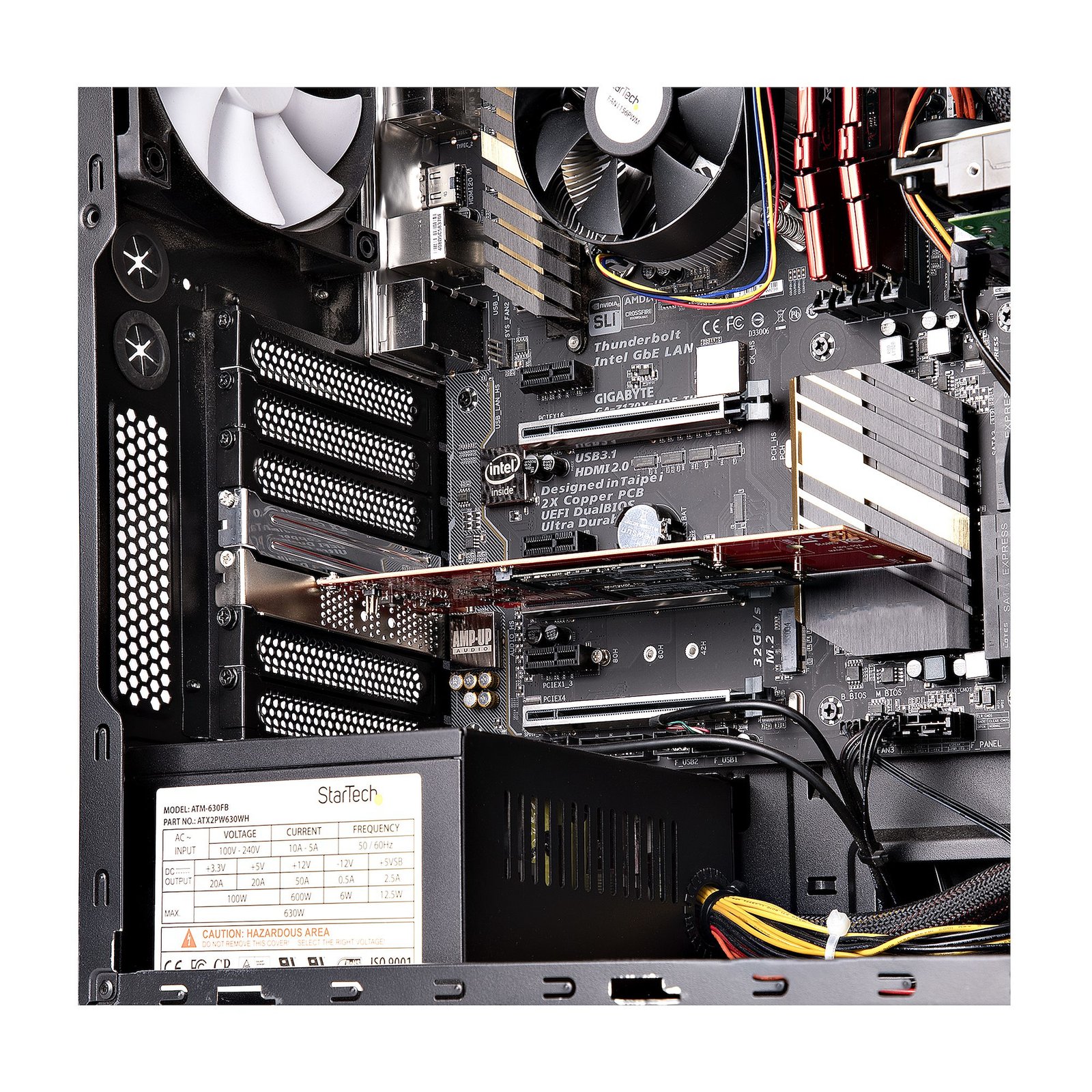StarTech.com Dual M.2 PCIe SSD Adapter Card, PCIe x8 / x16 to Dual NVMe or AHCI M.2 SSDs, PCI Express 4.0, 7.8GBps/Drive, Bifurcation Required - Windows/Linux Compatible - TAA