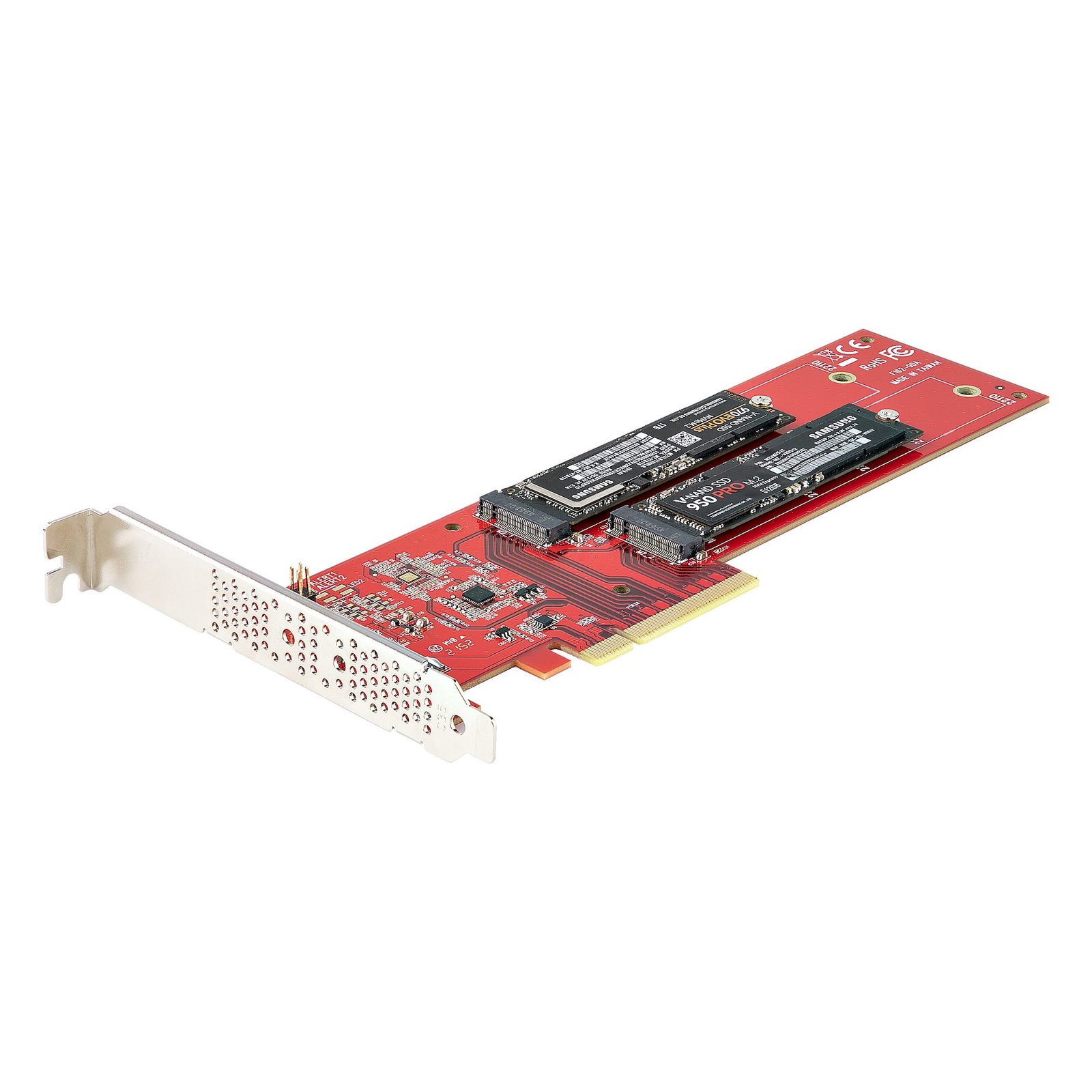StarTech.com Dual M.2 PCIe SSD Adapter Card, PCIe x8 / x16 to Dual NVMe or AHCI M.2 SSDs, PCI Express 4.0, 7.8GBps/Drive, Bifurcation Required - Windows/Linux Compatible - TAA