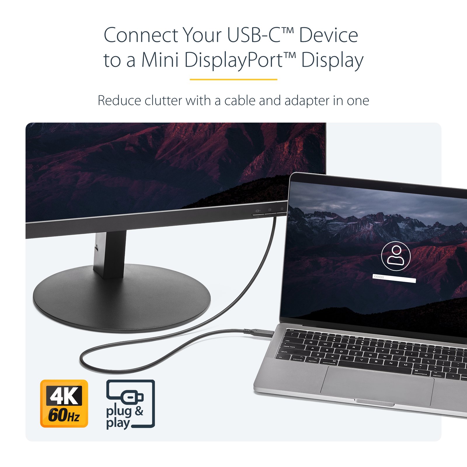StarTech.com 3.3 ft (1m) USB-C to Mini DisplayPort Cable - 4K 60Hz - Black