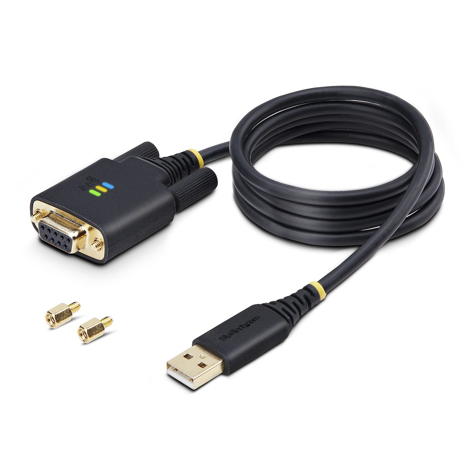 StarTech.com 3.3ft (1m) USB to Null Modem Serial Adapter Cable, Interchangeable DB9 Screws/Nuts, COM Retention, USB-A to RS232, FTDI, Level-4 ESD Protection, Windows/macOS/ChromeOS/Linux - Rugged TPE Construction