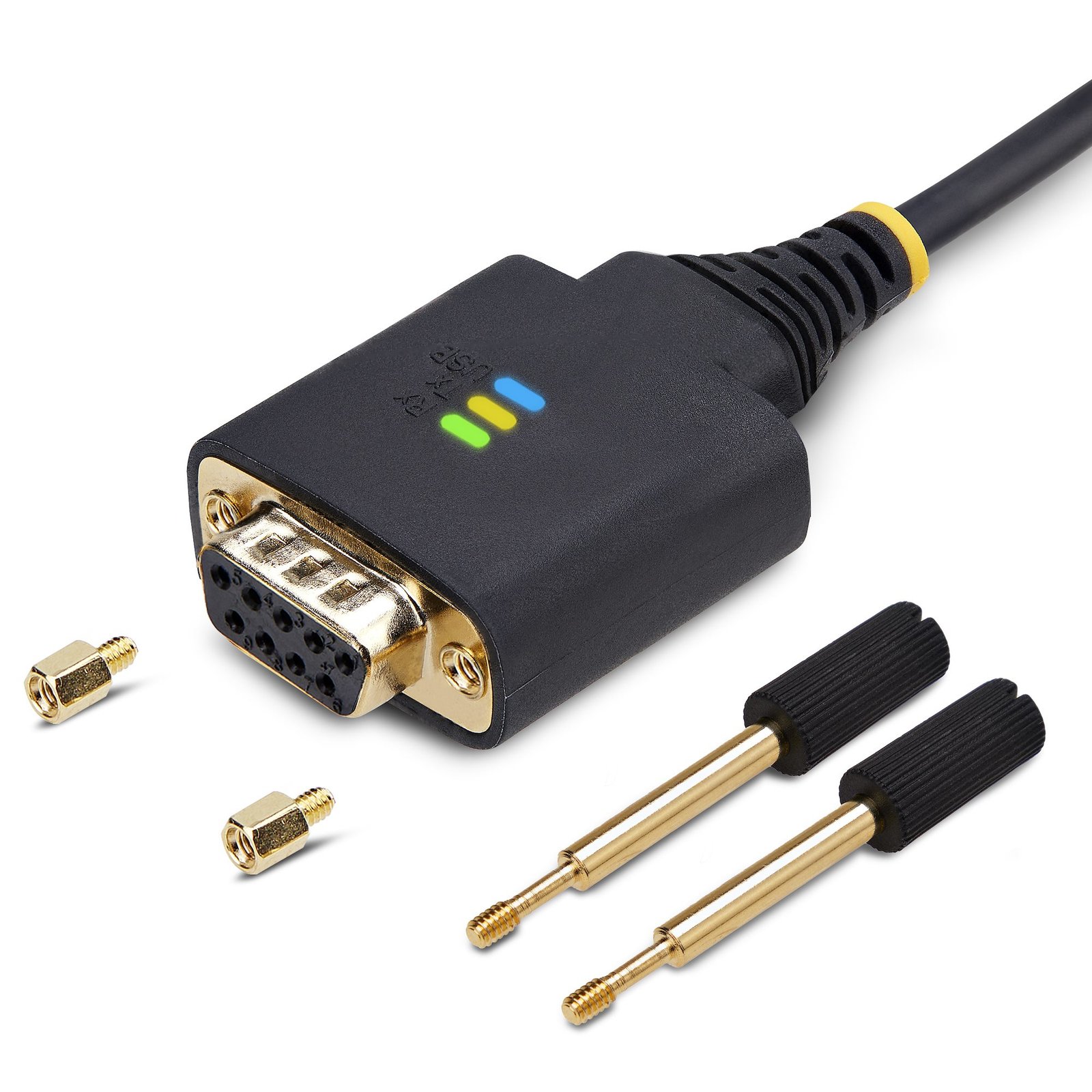 StarTech.com 3.3ft (1m) USB to Null Modem Serial Adapter Cable, Interchangeable DB9 Screws/Nuts, COM Retention, USB-A to RS232, FTDI, Level-4 ESD Protection, Windows/macOS/ChromeOS/Linux - Rugged TPE Construction