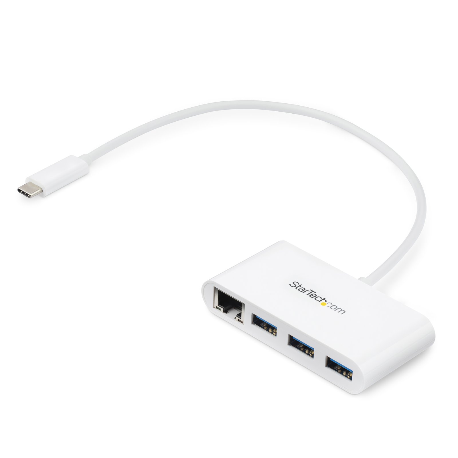 StarTech.com 3-Port USB-C Hub with Gigabit Ethernet - USB-C to 3x USB-A - USB 3.0 Hub - 5Gbps - White