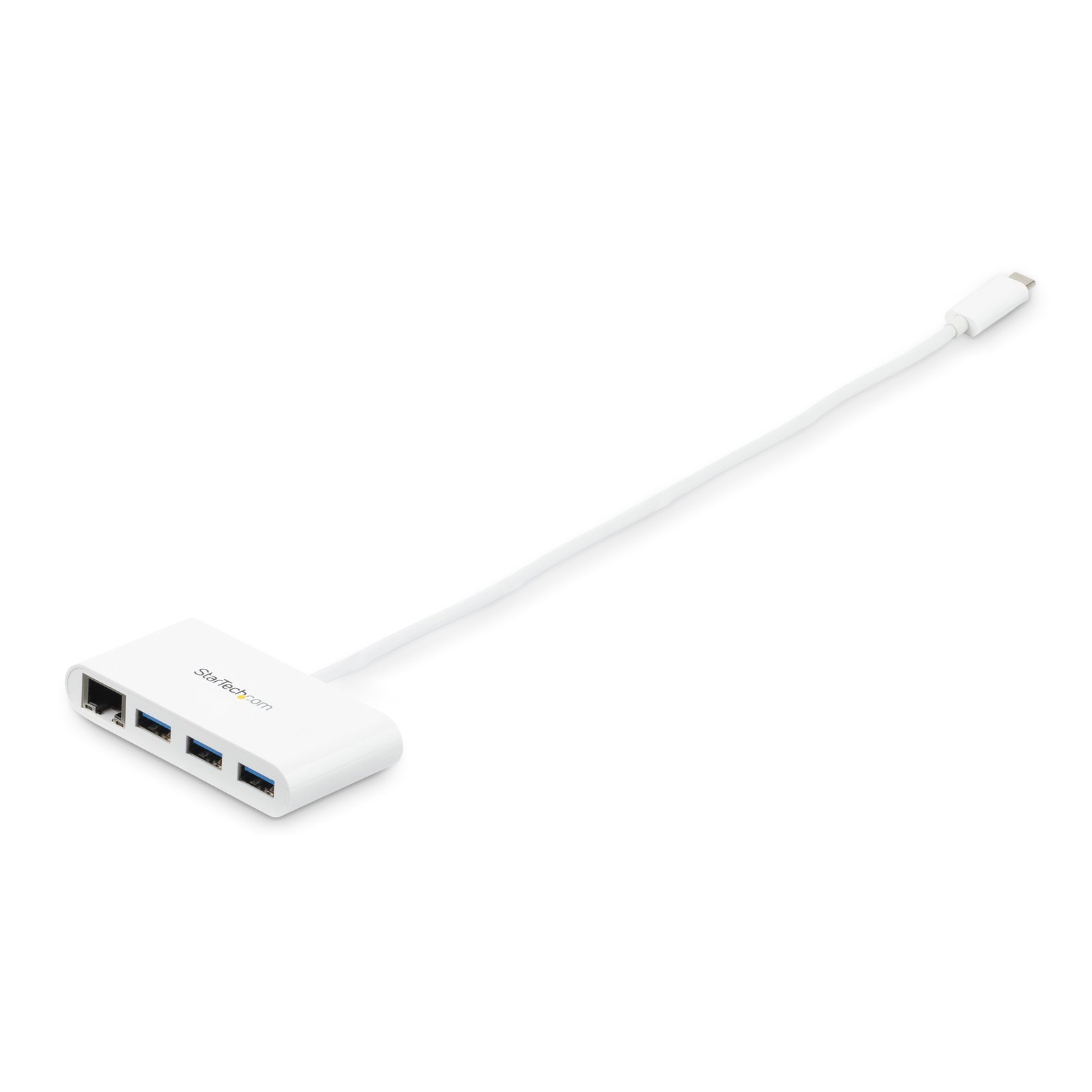 StarTech.com 3-Port USB-C Hub with Gigabit Ethernet - USB-C to 3x USB-A - USB 3.0 Hub - 5Gbps - White