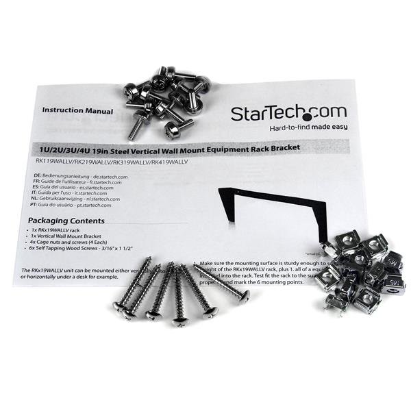 StarTech.com 4U 19in Steel Vertical Wall Mount Equipment Rack Bracket - TAA