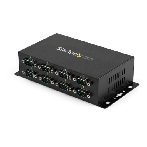 StarTech.com 8 Port USB to DB9 RS232 Serial Adapter Hub – Industrial DIN Rail and Wall Mountable - TAA