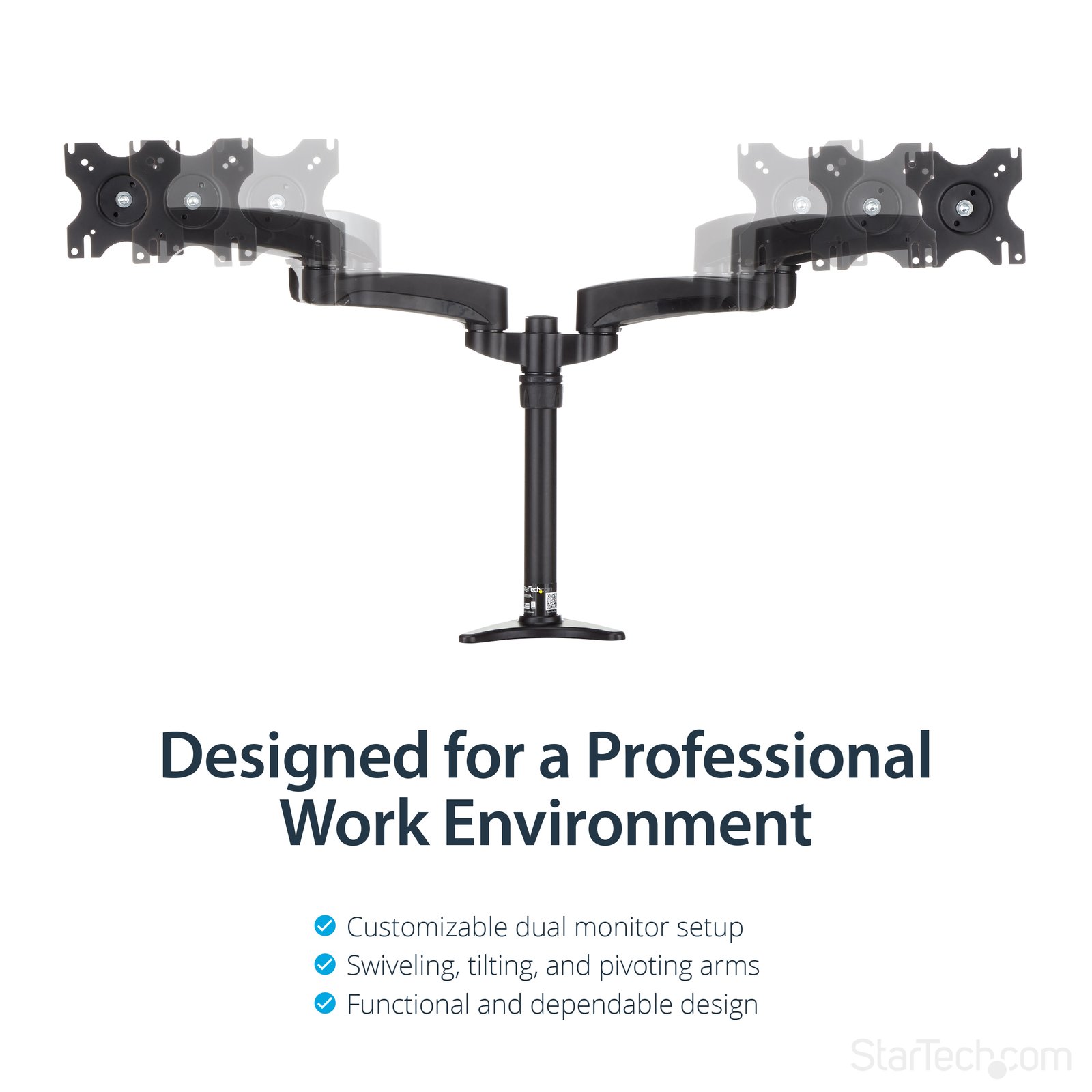 StarTech.com Desk-Mount Dual Monitor Arm - Articulating - For up to 24" (29.9lb/13.6kg) Displays
