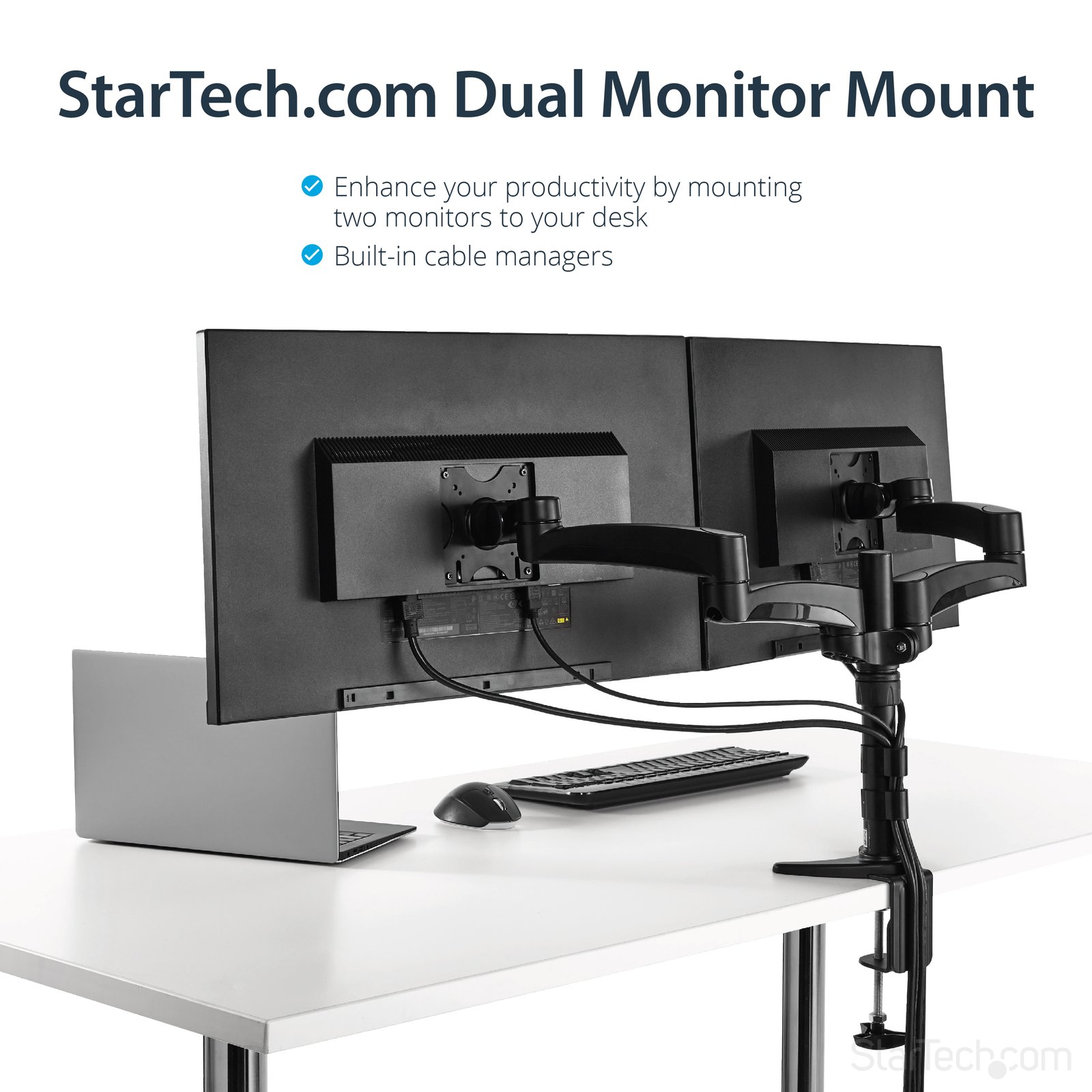 StarTech.com Desk-Mount Dual Monitor Arm - Articulating - For up to 24" (29.9lb/13.6kg) Displays