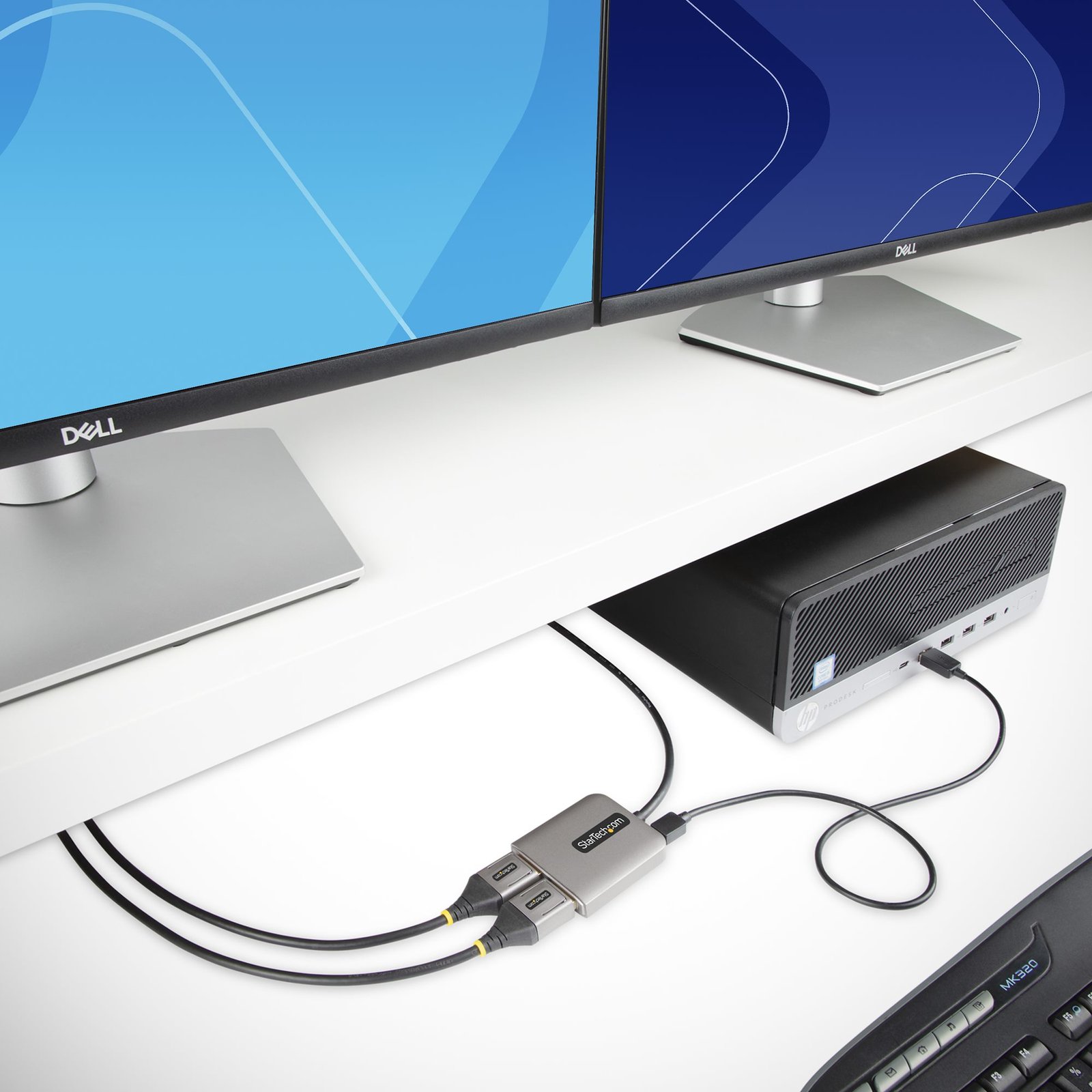 StarTech.com Dual-Monitor DisplayPort 1.4 Splitter, DisplayPort to 2x DP Multi-Monitor Adapter, Dual 5K 60Hz Computer MST Hub, Extra-Long Built-in Cable - Windows Only