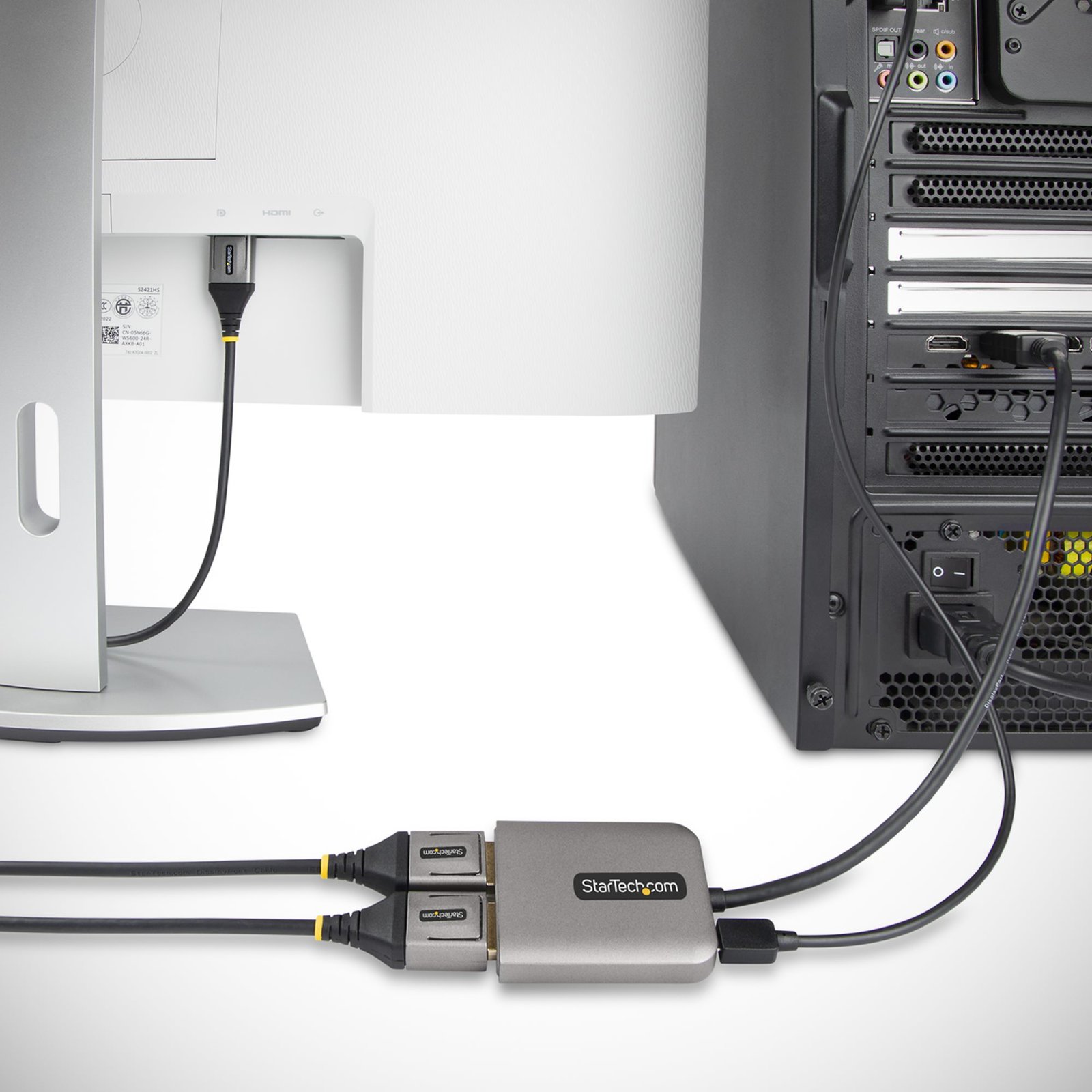 StarTech.com Dual-Monitor DisplayPort 1.4 Splitter, DisplayPort to 2x DP Multi-Monitor Adapter, Dual 5K 60Hz Computer MST Hub, Extra-Long Built-in Cable - Windows Only