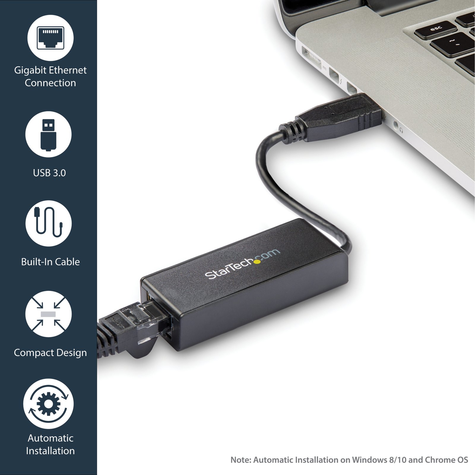 StarTech.com USB 3.0 to Gigabit Ethernet Network Adapter, 10/100/1000 Mbps, USB to RJ45, USB 3.0 to LAN Adapter, USB 3.0 Ethernet Adapter (GbE), TAA Compliant