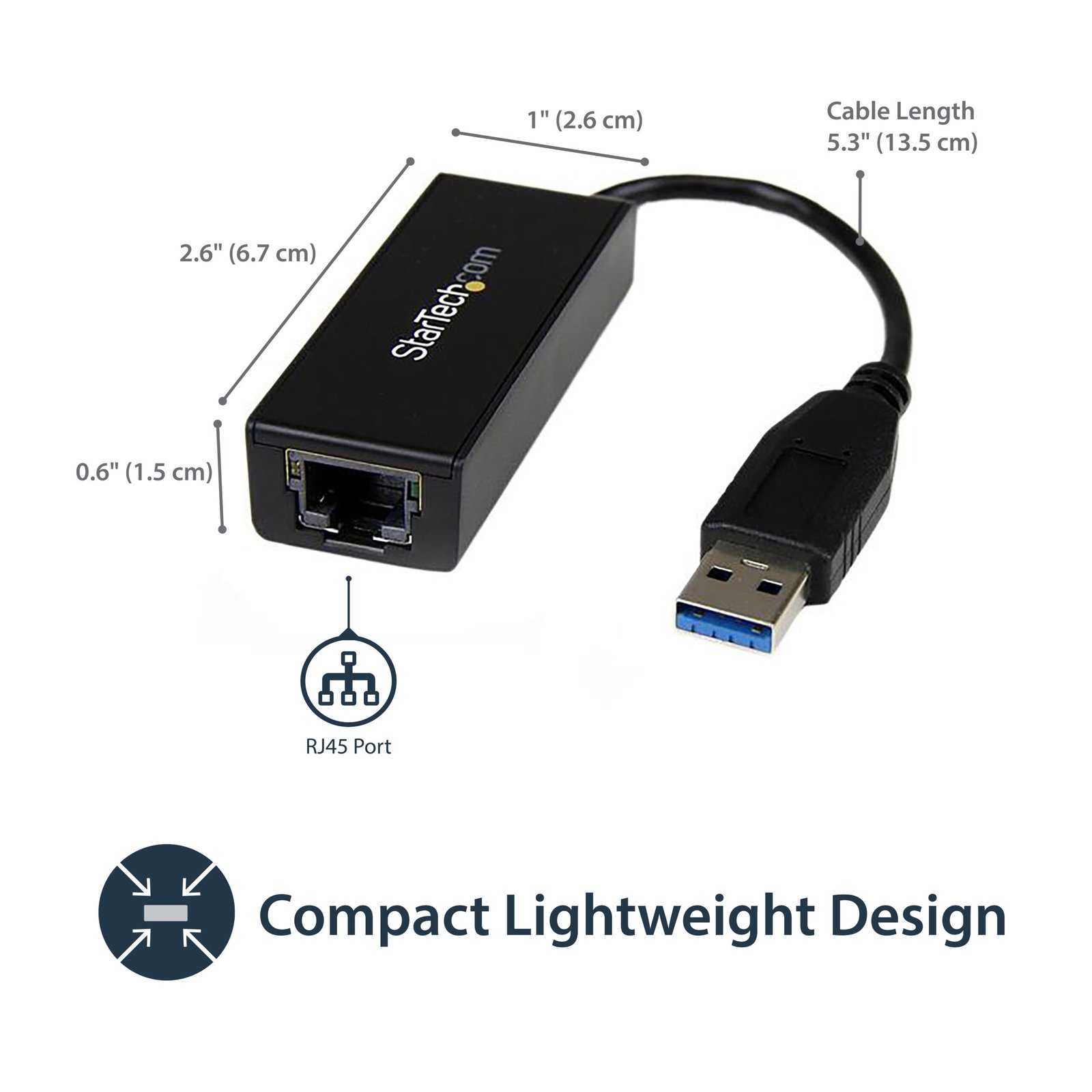 StarTech.com USB 3.0 to Gigabit Ethernet Network Adapter, 10/100/1000 Mbps, USB to RJ45, USB 3.0 to LAN Adapter, USB 3.0 Ethernet Adapter (GbE), TAA Compliant