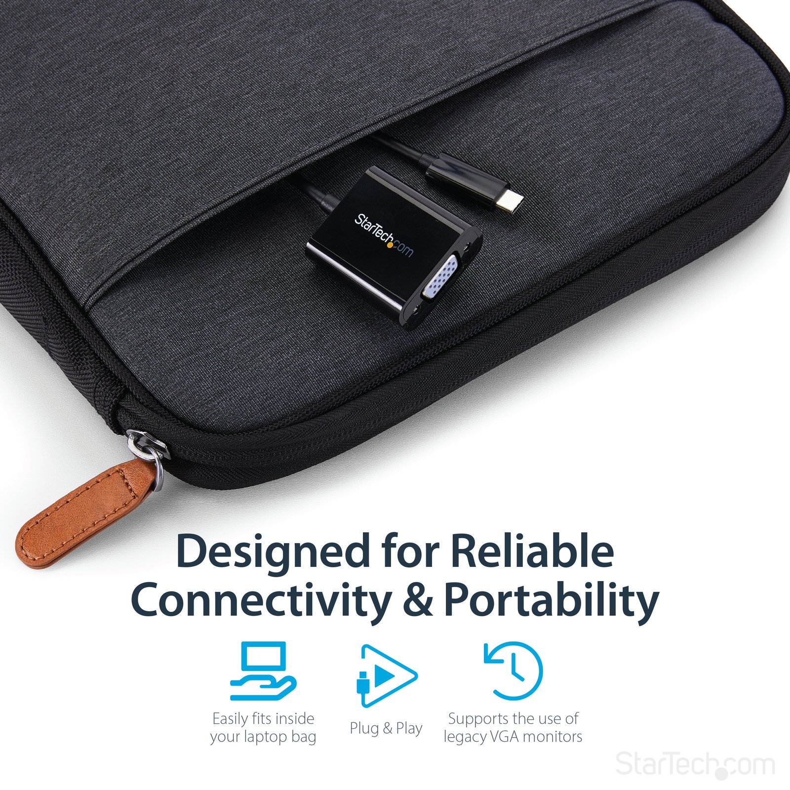 StarTech.com USB-C to VGA Adapter - Black - 1080p - Video Converter For Your MacBook Pro - USB C to VGA Display Dongle - Upgraded Version is CDP2VGAEC