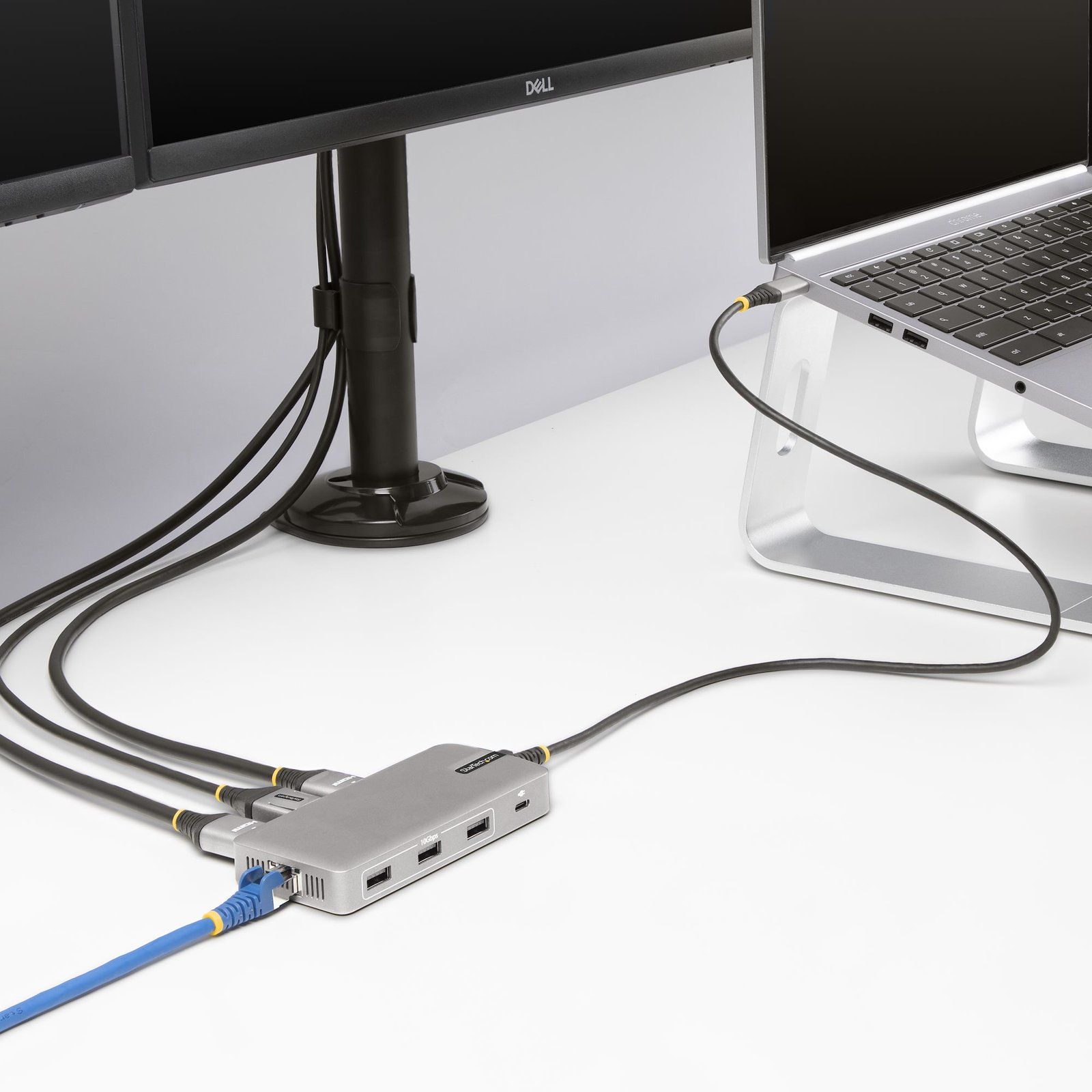 StarTech.com USB-C Triple Monitor Multiport Adapter, Dual 4K 60Hz + 4K 30Hz HDMI & DisplayPort, 3-Port USB 10Gbps Hub, 100W PD Pass-Through, GbE, Travel Dock, Windows & ChromeOS